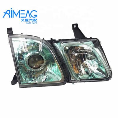 China Headlight LX470 Front Lamp Plastic Glass Top Green Half Headlight LX470 for sale