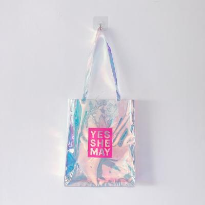 China Customization Factory Logo Single-Shoulder Tote Bag Holographic PVC Waterproof Bag Fashionable Trend Packaging PVC For Outbound for sale