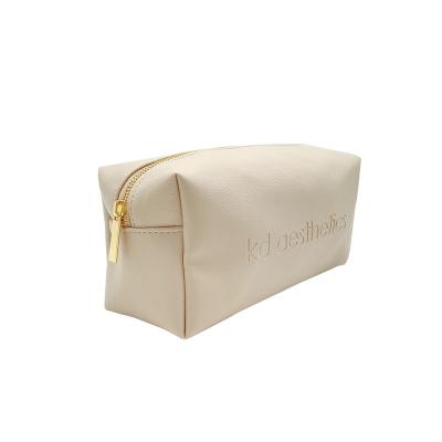 China Fashionable The Factory Custom White Logo PU Leather Cute Makeup Bag Cosmetic for sale