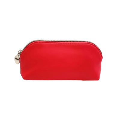 China Hot Selling Simple Red PU Premium Matte Makeup Pouch Matte Leather Cosmetic Bag for sale