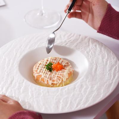 China Sustainable European Creative High-end Hotel Restaurant Straw Hat Plate Soup Dish Ceramic Dish Dinner for sale