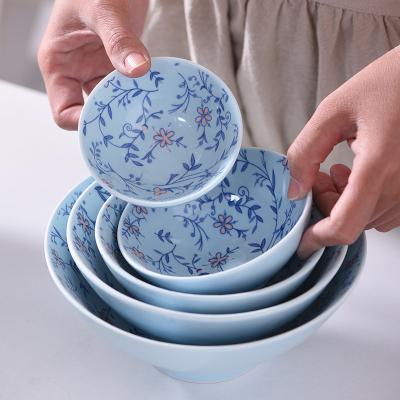 China Viable Natural Japanese Ceramic Porcelain Bowl Blue And White Bowl Cherry Bowls for sale