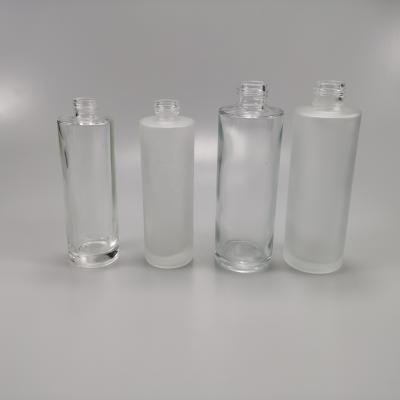 China Glass Collar 100ml 150ml Frosted Cylinder Toner Bottle with Cap Body Material Glass for sale