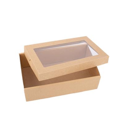 China Caja de empaquetado de papel de Kraft de la comida del banquete de boda que cuece con la cubierta de la ventana en venta