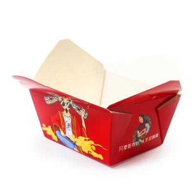 China Customized Logo Printing Disposable Take Away Kraft Paper Salad Box Fast Food Packaging Lunch Box for sale