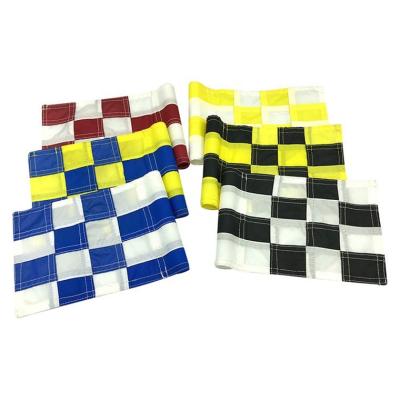 China Waterproof 8x6 Inches Checkered Logo Waterproof Mini Golf Flags Custom Golf Flags for sale