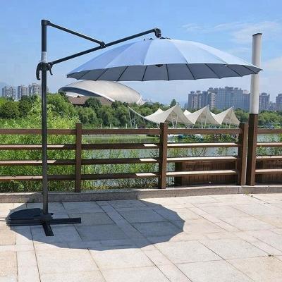 China 10Ft Durable Promotional Garden Aluminum Rome Fiberglass Hanging Outdoor Umbrella With Rotating Base for sale