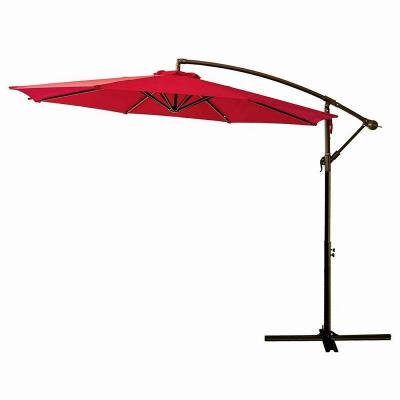 China Durable Business Sun 3 Meter Steel Frame Cranked Canopy Offset Red Parasol Outdoor Patio Umbrella for sale