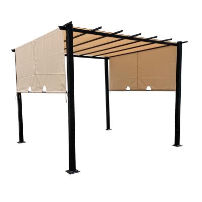 China 10ft x10ft Waterproof Outdoor Aluminum Steel Pergola Gazebo Double Side Blind Pavilion with Retractable Sunshade for sale