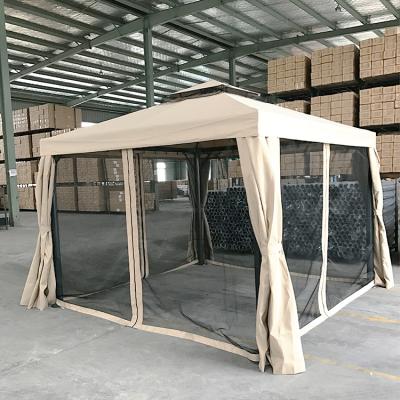 China 100% Waterproofing 3X3M Outdoor Aluminum Garden Rome Mesh Gazebo With Double Canopy for Patios for sale