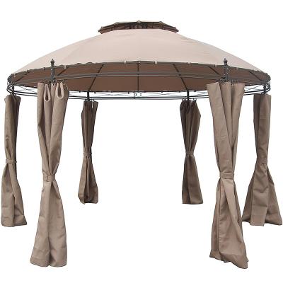 China 100% Waterproofing Outdoor Double Steel Round Roof Patio Gazebos With 3 X 4 Curtain And Mosquito Net for sale