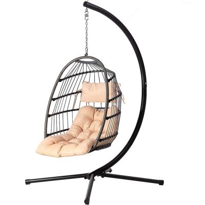 China Modern Luxury Wicker Swing Egg Hanging Chair With Stand for sale