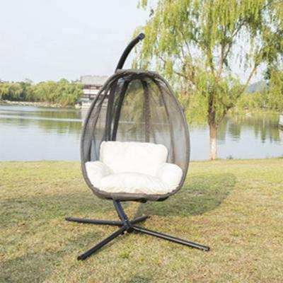 China Modern Cheap Casual Outdoor Rattan Patio Hammock Outdoor Swing Egg Free Standing Furniture Covered Hanging Chair for sale