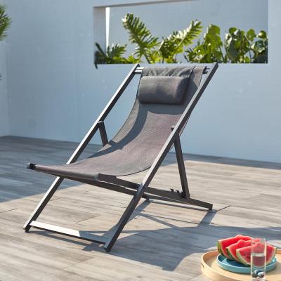 China Weather Furniture Outdoor Modern Style Textile Outdoor Aluminum Folding Lounge Chair With 4 Adjustable Positions for sale