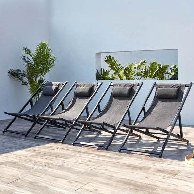 China Weather Outdoor Furniture Textile Outdoor Aluminum Folding Chair With 4 Adjustable Positions for sale