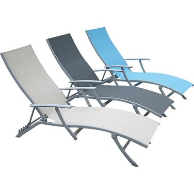 China Modern Outdoor Aluminum Folding Sling Lounger With 5 Foldable Positions for sale