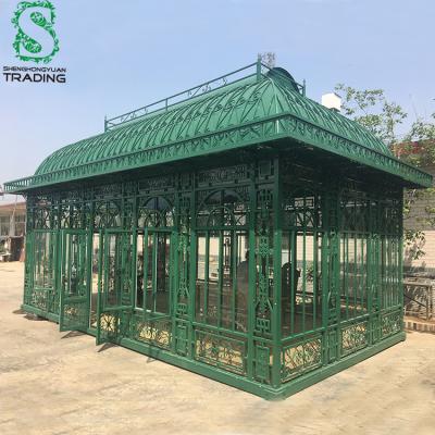 China Easily install the outdoor decorative steel glass gazebo for sale