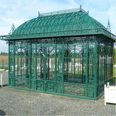 China Home decoration; Ornamental Garden Gazebo Garden Decoration Wrought Iron Glass Greenhouse for sale