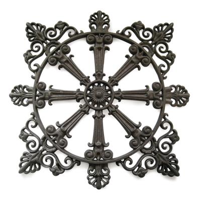 China Gray Iron Custom Ornamental Cast Iron Flower Panels For Fence for sale