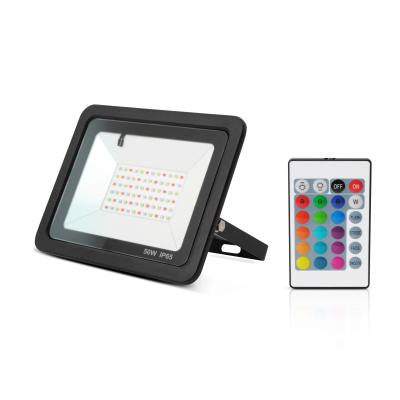 China garden led rgb flood light for garden rgb slim IP65 waterproof outdoor floodlight 50w led rgb flood light for sale