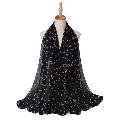 China Wholesale Women Chiffon Long Chiffon Hijabs Scarf Floral Printed Shawls for sale