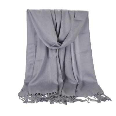 China Wholesale 100% Chiffon Viscose Pashmina Scarf Solid Color Simple Hijab Shawl for sale