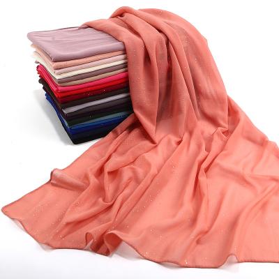 China Chiffon Summer Fashion Sparkle Simple Premium Islamic Chiffon Muslim Hijab Scarf Shawls And Wraps for sale