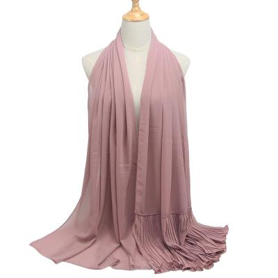 China New Style Soft Chiffon Pleated Muslim Chiffon Hijab Scarf For Women for sale