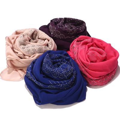 China Wholesale Malaysian Chiffon Diamond Sparkle Bubble Chiffon Scarf Hijab Shawl for sale