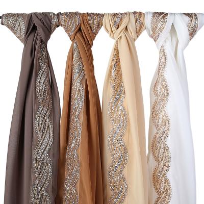 China 2021 New Design Chiffon Women Gold Tie Dye Chiffon Hijab Scarf Gold for sale