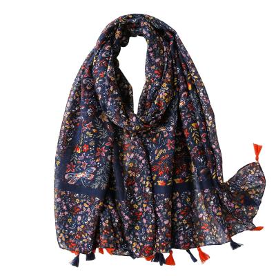 China Fashion Polyester Cotton Floral Hijab Scarf For Women Designer Head Scarves for sale