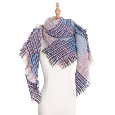 China New Large Size Winter Fashionable Square Scarves Shawl Acrylic Warm Knitted Scarf For Women for sale