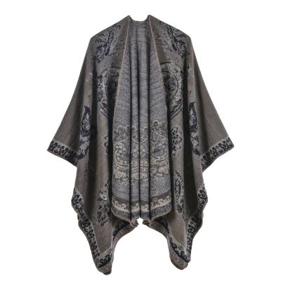 China 2021 Fashion Trendy Women's Ponchos Knitted Shawl Covering For Winter for sale