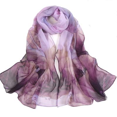 China Wholesale Women Silk Summer Printed Small Chiffon Silk Scarf Shawl for sale