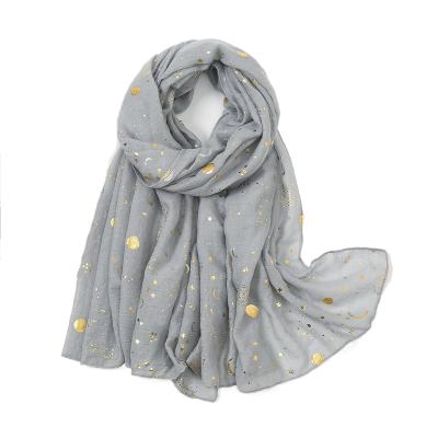 China Hot selling fashionable pashmina simple golden ladies fashion shimmer shimmer cotton scarf shawl for sale