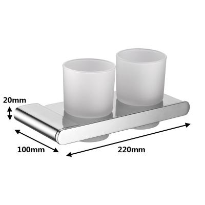 China Modern 304 Stainless Steel Double Cup Holder Metal Toothbrush Tumbler Set Bathroom Accessories for sale