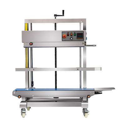 China Steel Tape Heat Sealing Machine Beijue Selling Printing Food Stainless Steel FR-1100V Large Continuous Vertical Bag Hot for sale