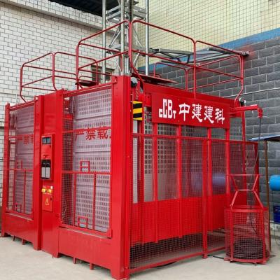 China SC100 Construction Machinery Red High Speed Variable Frequency Intelligent Freight Elevator Construction Elevator for sale