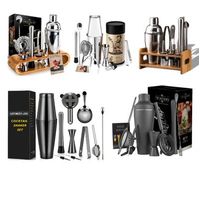 China Viable Messy Person Pourer Spoon Shaker Set Mixer Bartender Kit Boston Shaker Bar Set Tools Success Stainless Steel Cocktail Jigger for sale