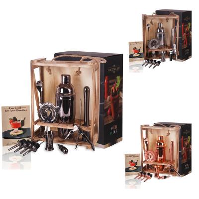 China 304 food grade coctelera black cocktail shaker mixology bartender kit steel stylish bartender set for sale