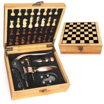 China Viable Wholesale Price Wine Bottle Opener Corkscrew Kit With Bamboo Wooden Box Wine Accessories Gift Set for sale