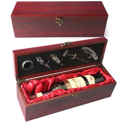 China Sustainable Unique Single Bottle 750Ml Red Wine Gift Box With 5pc Bar Tools for sale