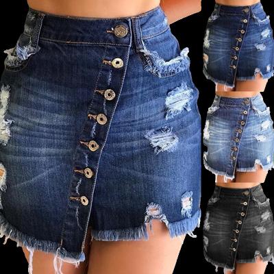 China 2022 New Arrival Fashion Breathable Women High Waist Denim Skirts Pencil Jeans Irregular Skirt Tassel Dress Jeans Skirts Women Short for sale