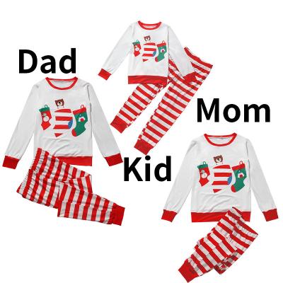 China New Arrival Fashion QUICK DRY Autumn Winter Long Sleeve Cotton Hot Set Parent-child Christmas Stripe Print Set Cotton Parent-child Pajamas for sale