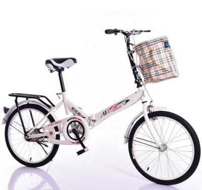 China Small Steel Portable Folding Bicycle with Front Basket for Lady for sale