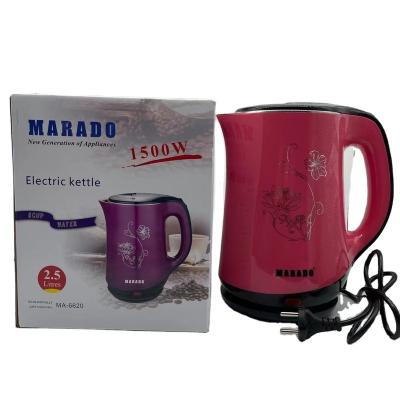 China Cheapest Price 360 ​​Degree Rotation Base Marado Factory Customized Stainless Steel Double Wall Electric Water 2.5L Kettle for sale