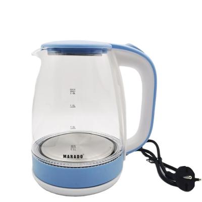 China 360 Degree Rotation Base Most Popular Glass Body Electric Kettle 2L 1500W Electric Water Kettle Glass Body Design For Home Appliance for sale