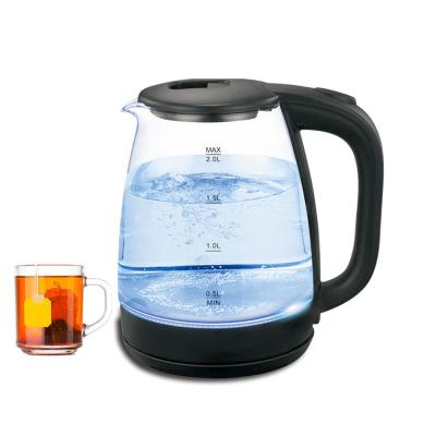 China 360 Degree Base 2.0L Borosilicate Electric Kettle Portable Glass Electric Kettle Rotation Automatic Power Shutoff 2.0L for sale