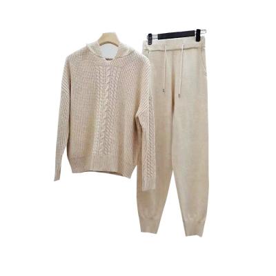 China Anti-wrinkle Factory Price High Quality Women's Cable Knit Sweater Set Women Sweater 2 Piece Sets for sale