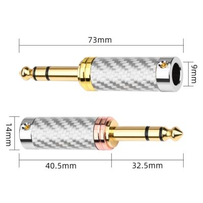 China Good quality silver terminal hot selling high end rhodium plated carbon fiber stereo 6.35mm jack carbon fiber phone 6.35mm gold plated jack for sale